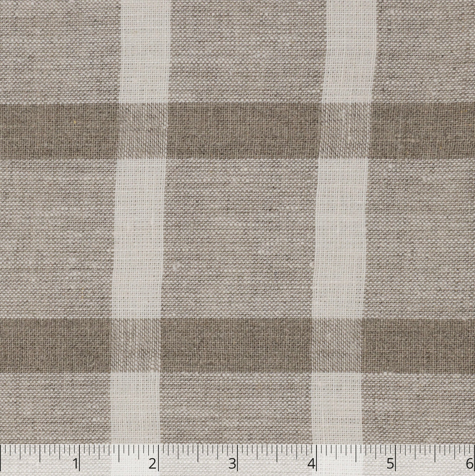 Ivory & Natural Large Crosshair Check Lightweight Linen, 6 inch - $16.00 yd. - Burnley & Trowbridge Co.