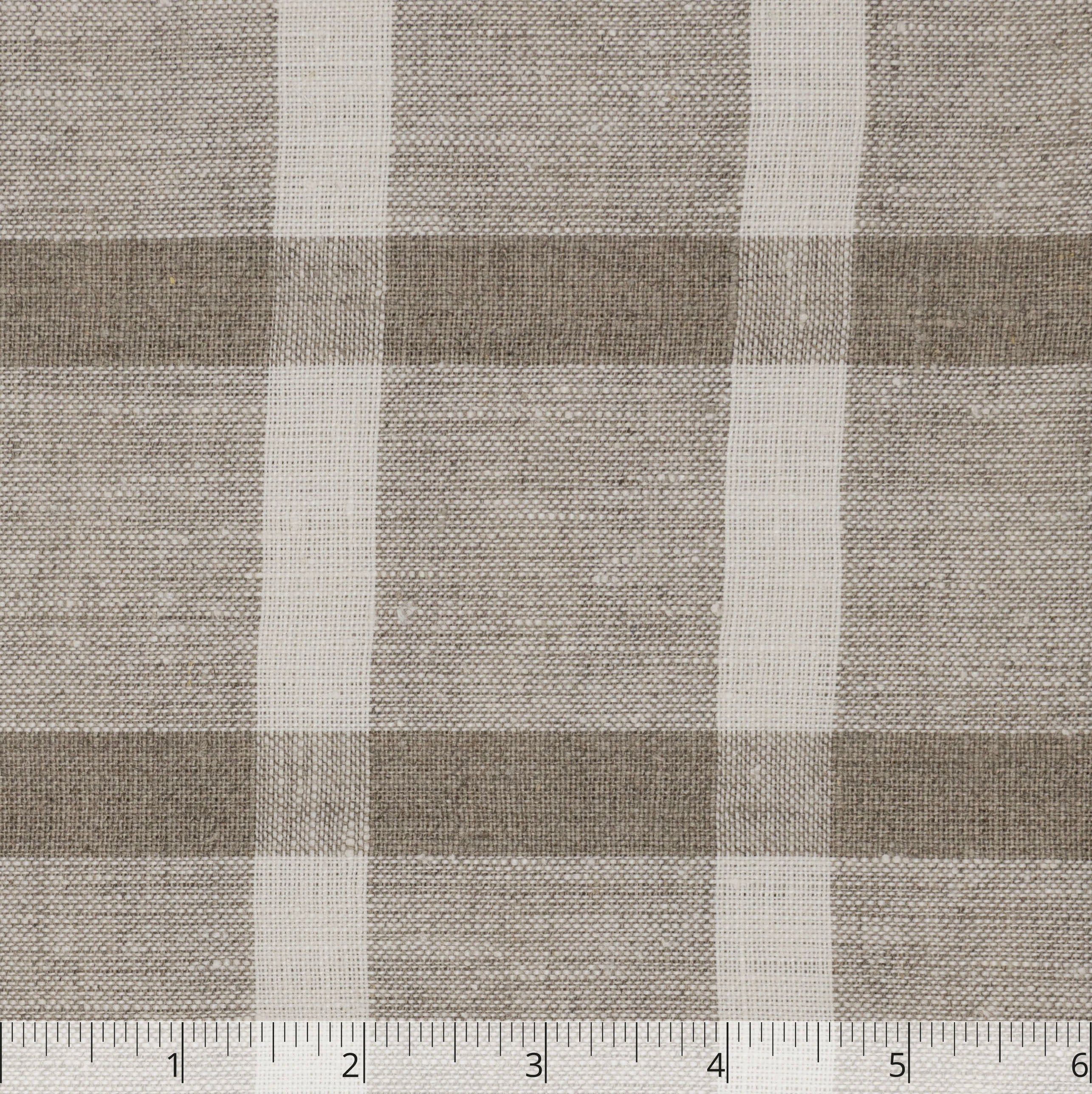 Ivory & Natural Large Crosshair Check Lightweight Linen, 6 inch - $16.00 yd. - Burnley & Trowbridge Co.