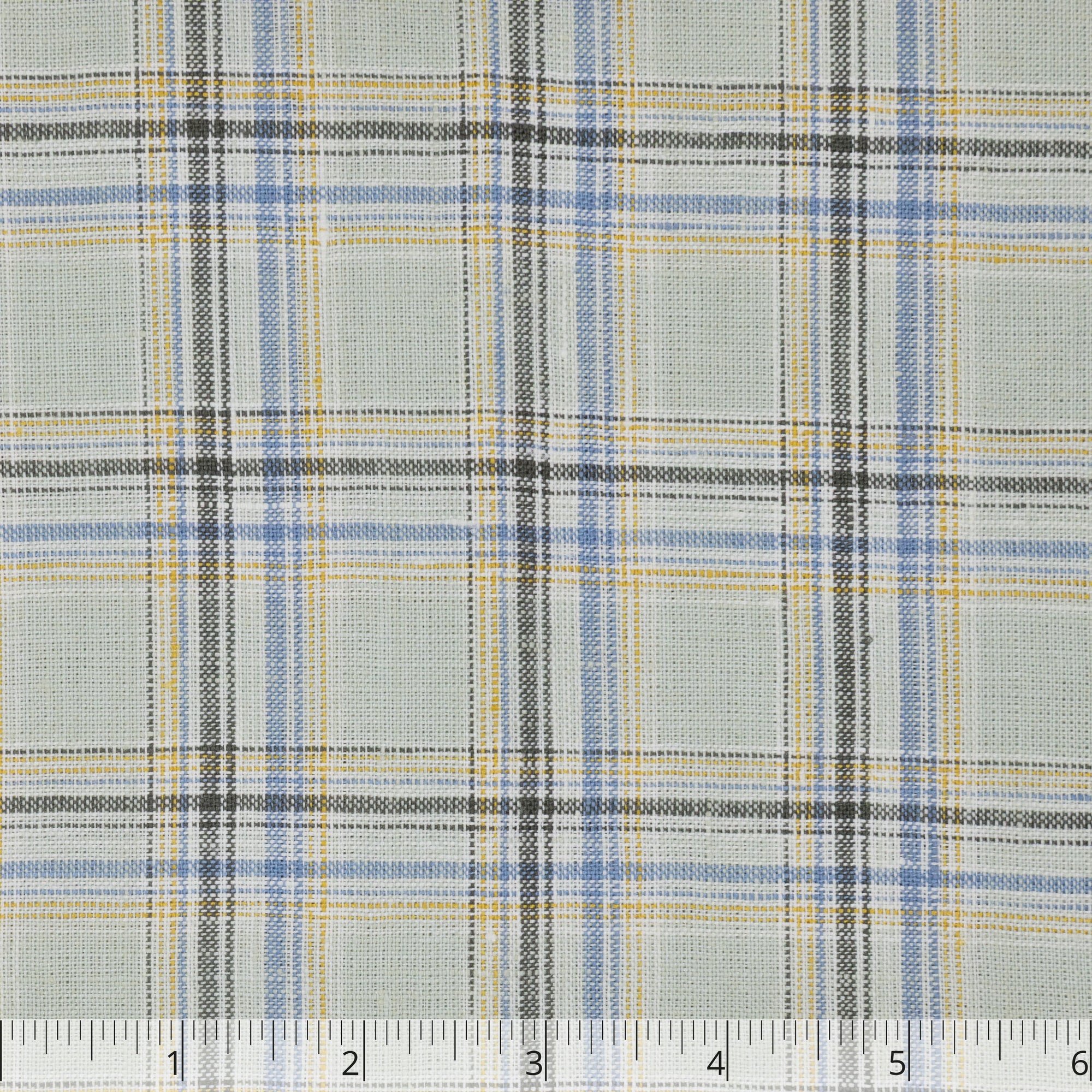 Seafoam, Blue, Yellow, & Olive Checked Linen - $16.00 yd.