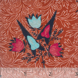 Pumpkin Ground Filigree & Flower'd Cotton -  $25.00 yd. -Burnley & Trowbridge Co.