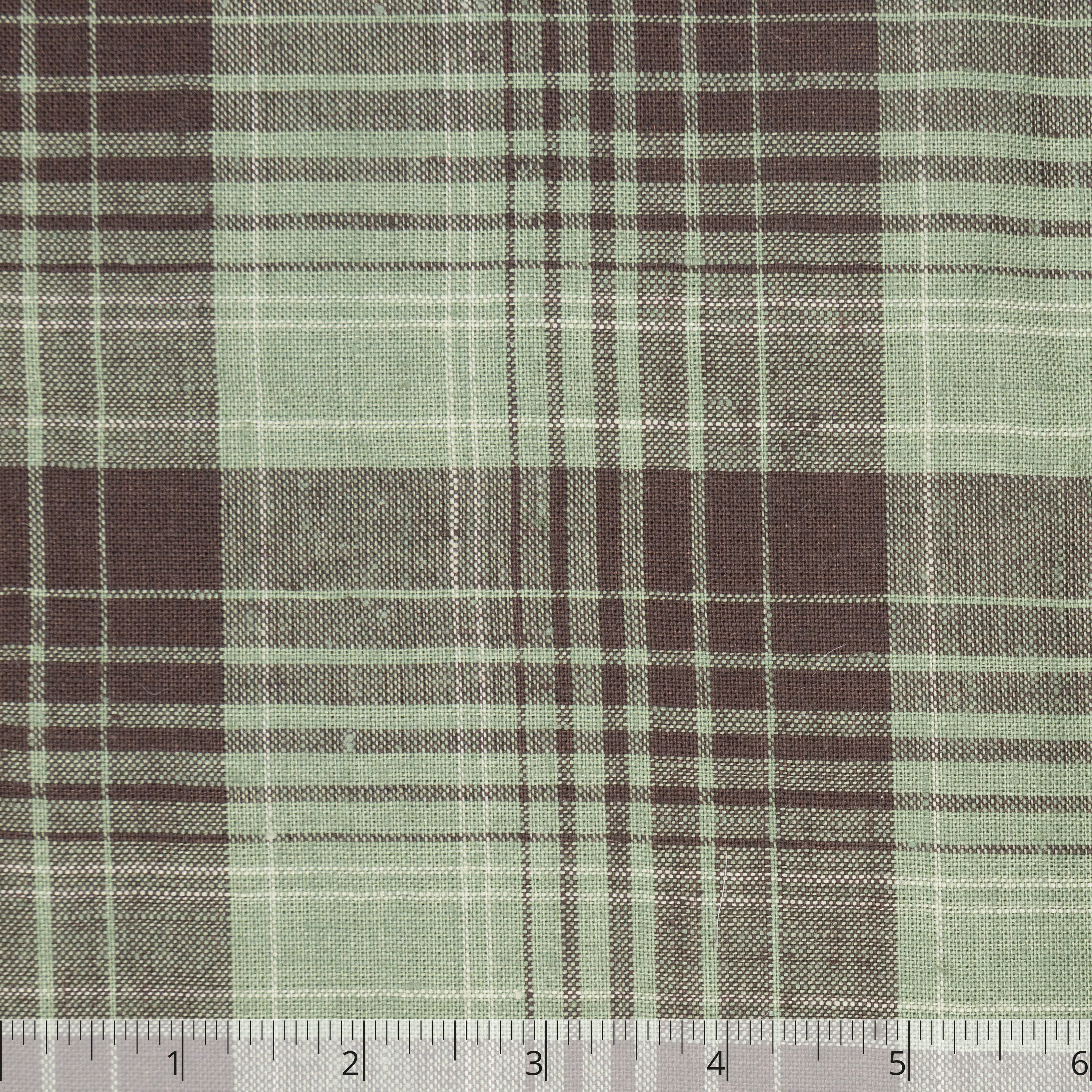 Brown & Sage Furniture Checked Linen , large- $16.00 yd. - Burnley & Trowbridge Co.