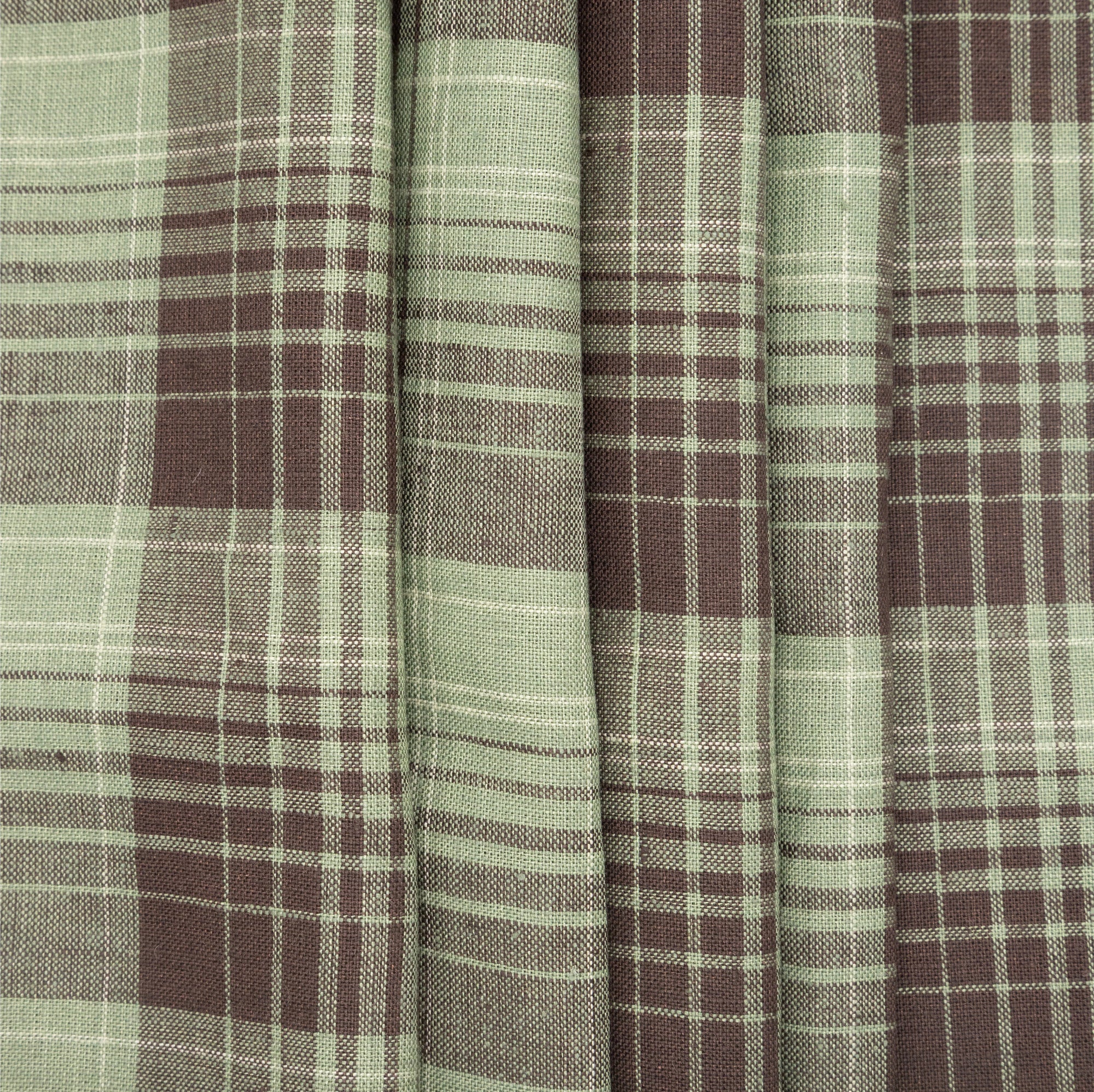 Brown & Sage Furniture Checked Linen, drape - $16.00 yd. - Burnley & Trowbridge Co.