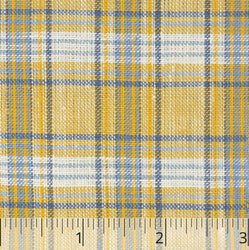 Yellow, Blue, and White Checked Linen - $16.00 yd. - Burnley & Trowbridge Co.