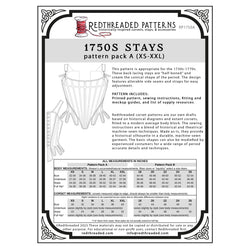 Redthreaded 1750s Stays Pattern - Burnley & Trowbridge Co.
