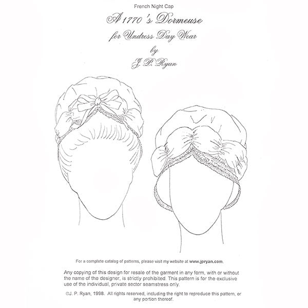JP Ryan 1770 s Dormeuse Cap Pattern - Burnley & Trowbridge Co.