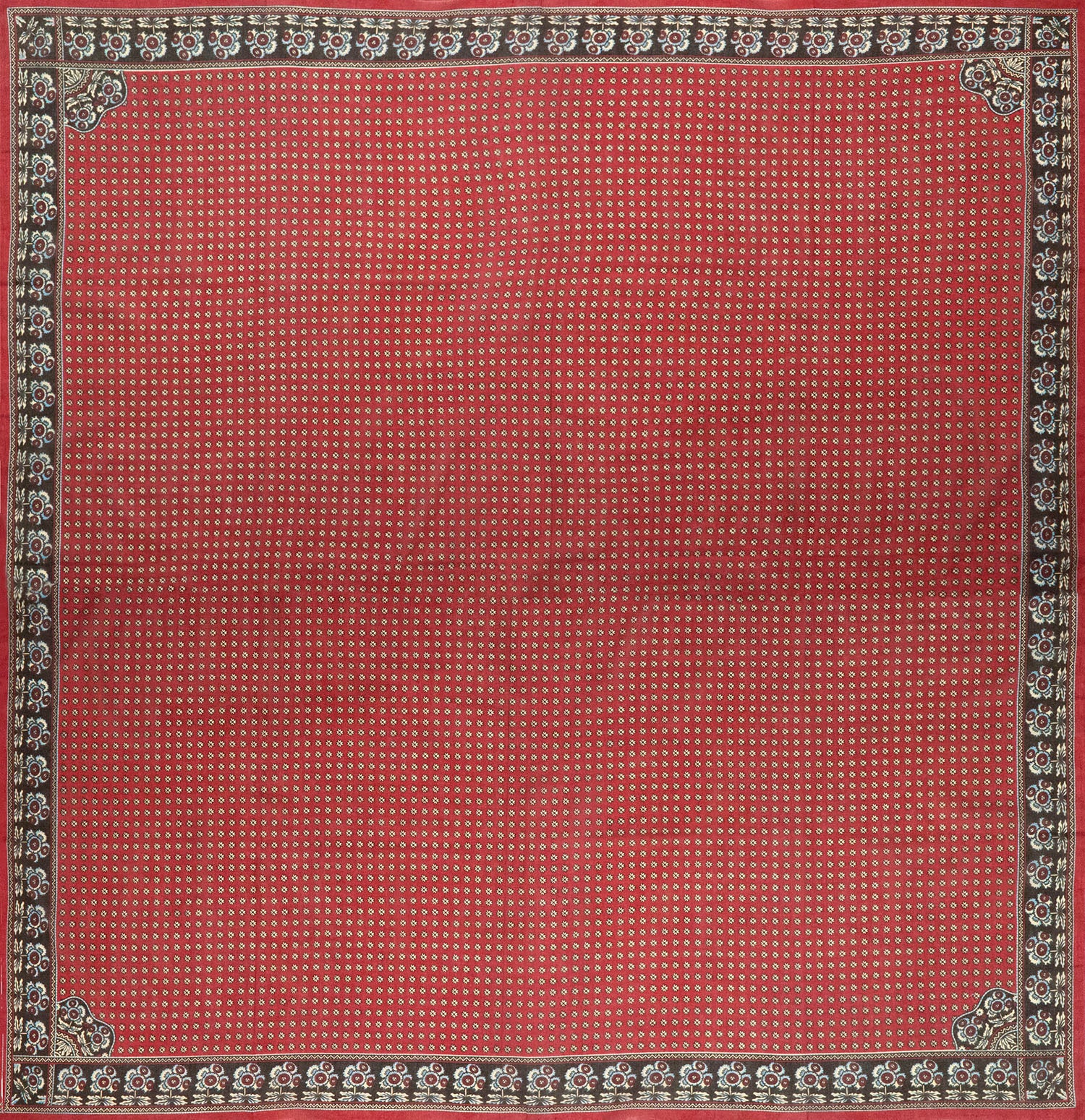 Red, Brown & Blue Flowered Handkerchief or Shawl - Burnley & Trowbridge Co.