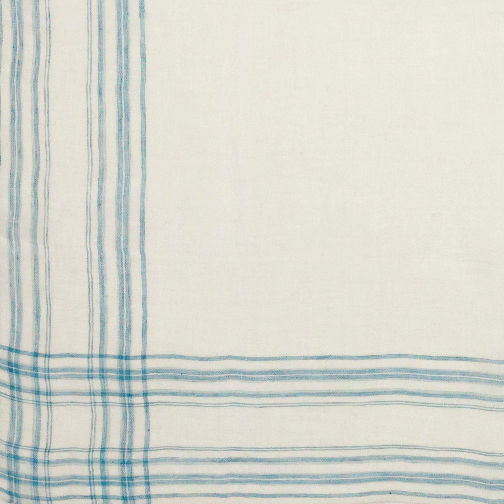 Indigo & White Linen Bordered Handkerchief - Burnley & Trowbridge Co.