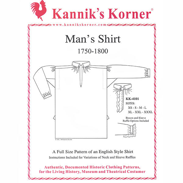 Kannik's Korner 18th Century Shirt Pattern - Burnley & Trowbridge Co.