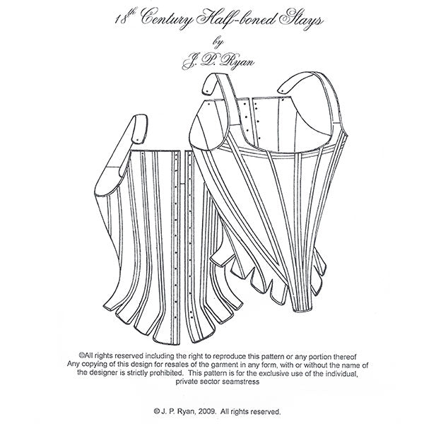 JP Ryan 18th Century Half Boned Stays With Straps - Burnley & Trowbridge Co.