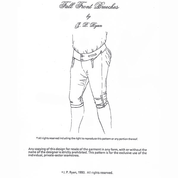 JP Ryan Fall Front Breeches Pattern - Burnley & Trowbridge Co.