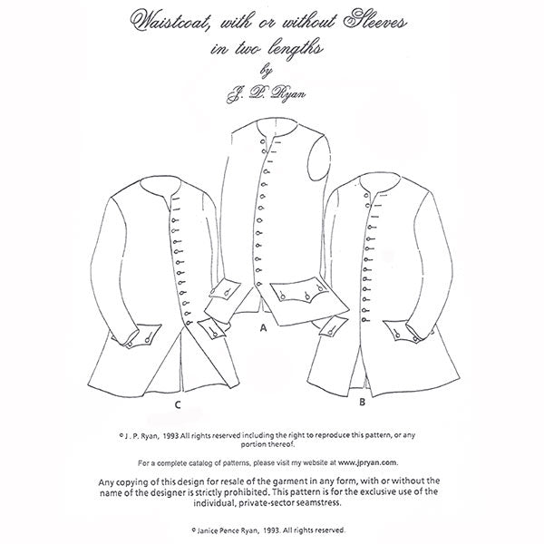JP Ryan Waistcoat Pattern - Burnley & Trowbridge Co.