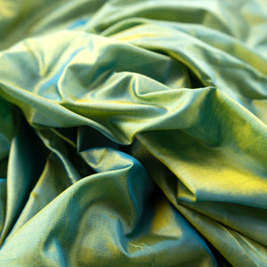 Golden Yellow & Azure Changeable Silk Lutestring drape - $20.00 yd. - Burnley & Trowbridge Co.