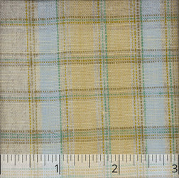 Natural, Butter Yellow, & Light Blue Check - $14.00 yd. - Burnley & Trowbridge Co.