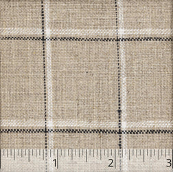 Natural, Black, & Ivory Crossbar Checked Linen - $14.00 yd. - Burnley & Trowbridge Co.