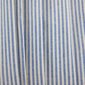 Light Indigo and Ivory Woven Stripe Cotton- Drape - $[PRICE] yd. - Burnley & Trowbridge Co.