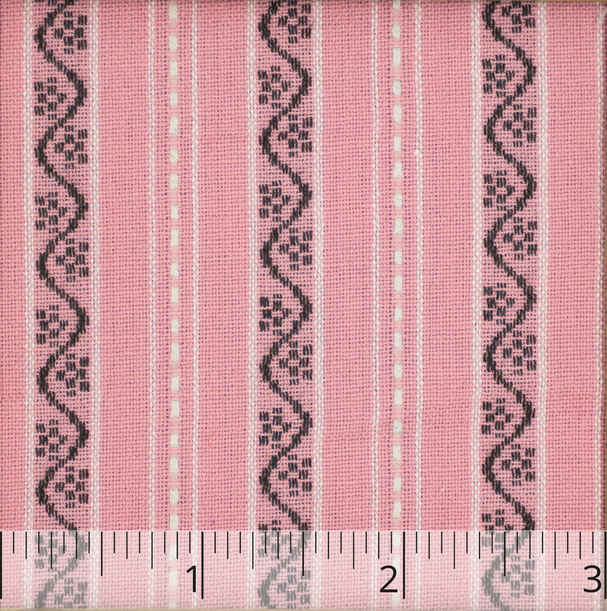 Pink, Charcoal, & White Striped Woven Cotton - $16.00 yd. - Burnley & Trowbridge Co.