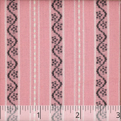 Pink, Charcoal, & White Striped Woven Cotton - $16.00 yd. - Burnley & Trowbridge Co.