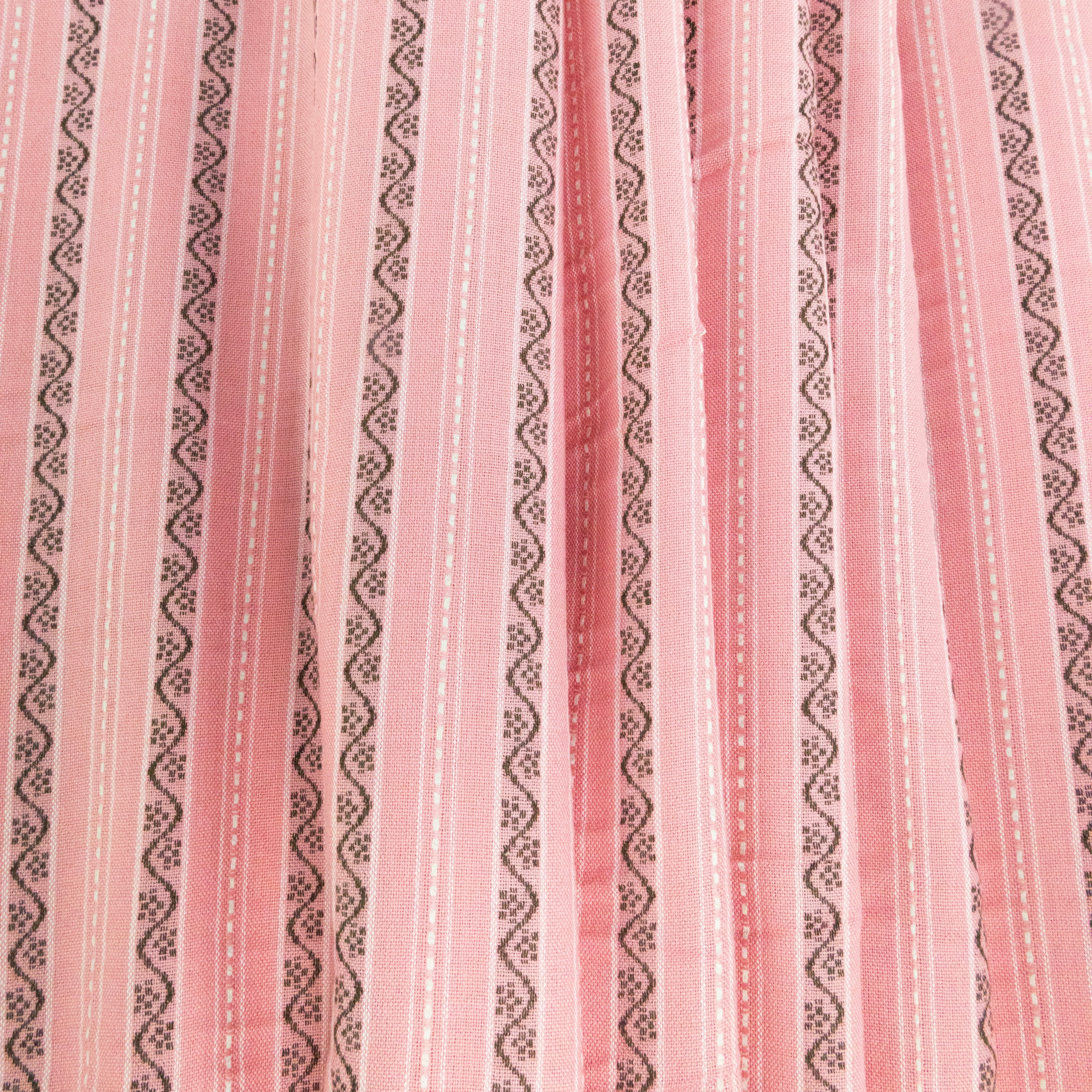 Pink, Charcoal, & White Striped Woven Cotton- Drape - $16.00 yd. - Burnley & Trowbridge Co.