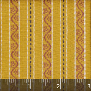 Mustard, Gold, & Dark Brown Striped Woven Cotton - $16.00 yd. - Burnley & Trowbridge Co.