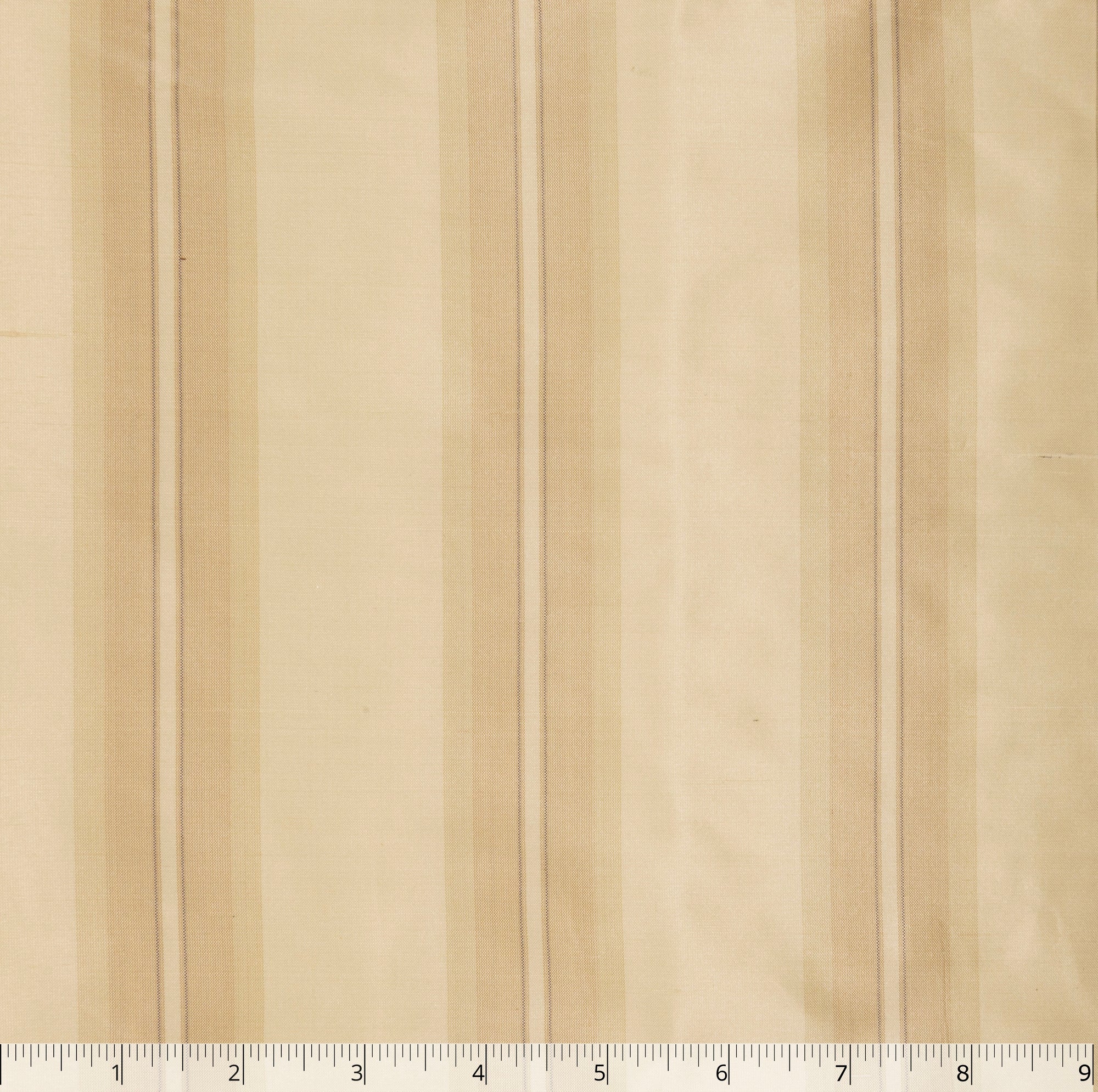 Cream, Gold, & Grey Striped Silk Taffeta - $25.00 yd.