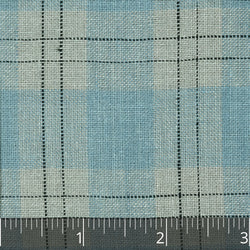 Soft Blue & Natural Lightweight Checked Linen, large - $16.00 yd. - Burnley & Trowbridge Co.