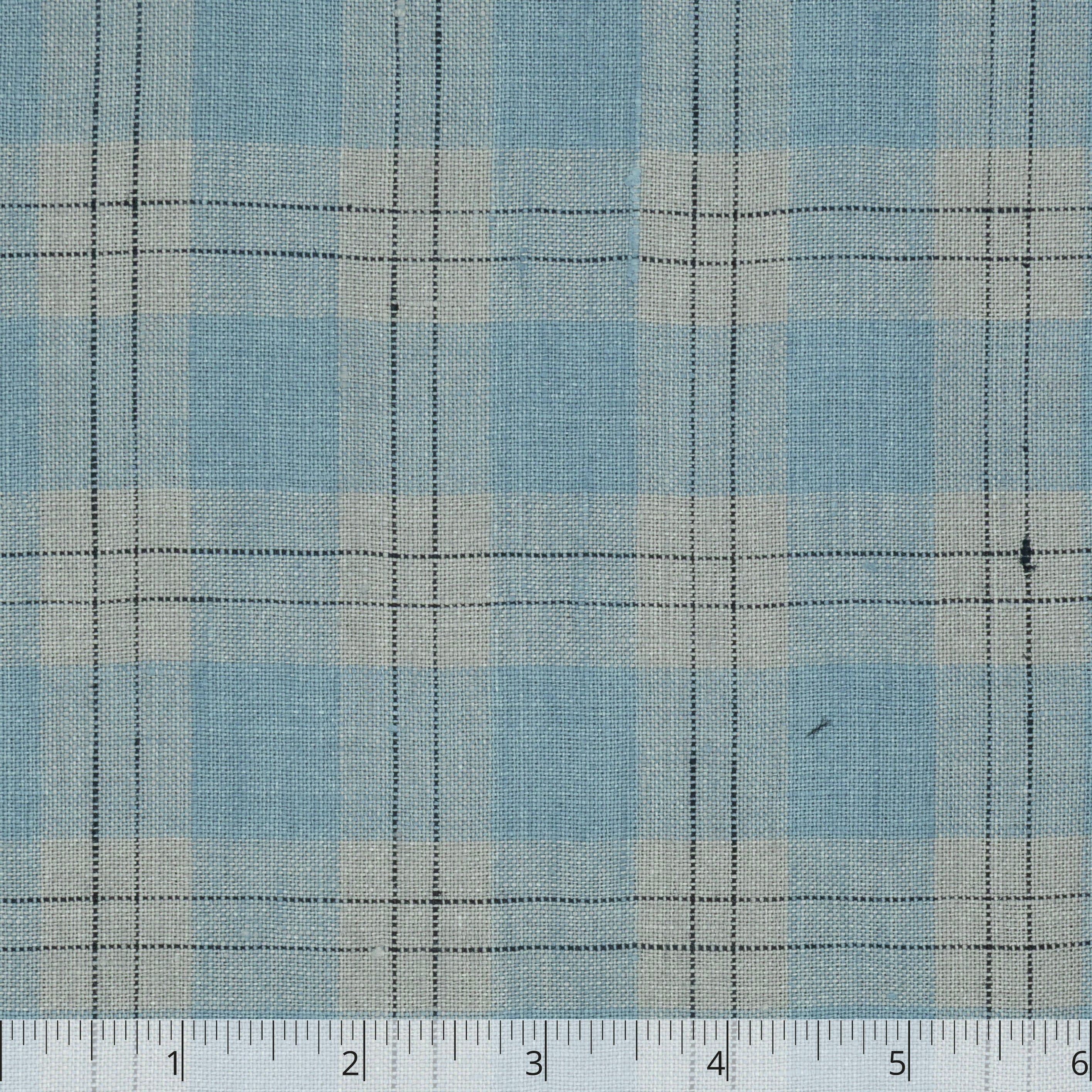 Soft Blue & Natural Lightweight Checked Linen - $16.00 yd. - Burnley & Trowbridge Co.