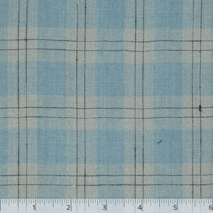 Soft Blue & Natural Lightweight Checked Linen - $16.00 yd. - Burnley & Trowbridge Co.