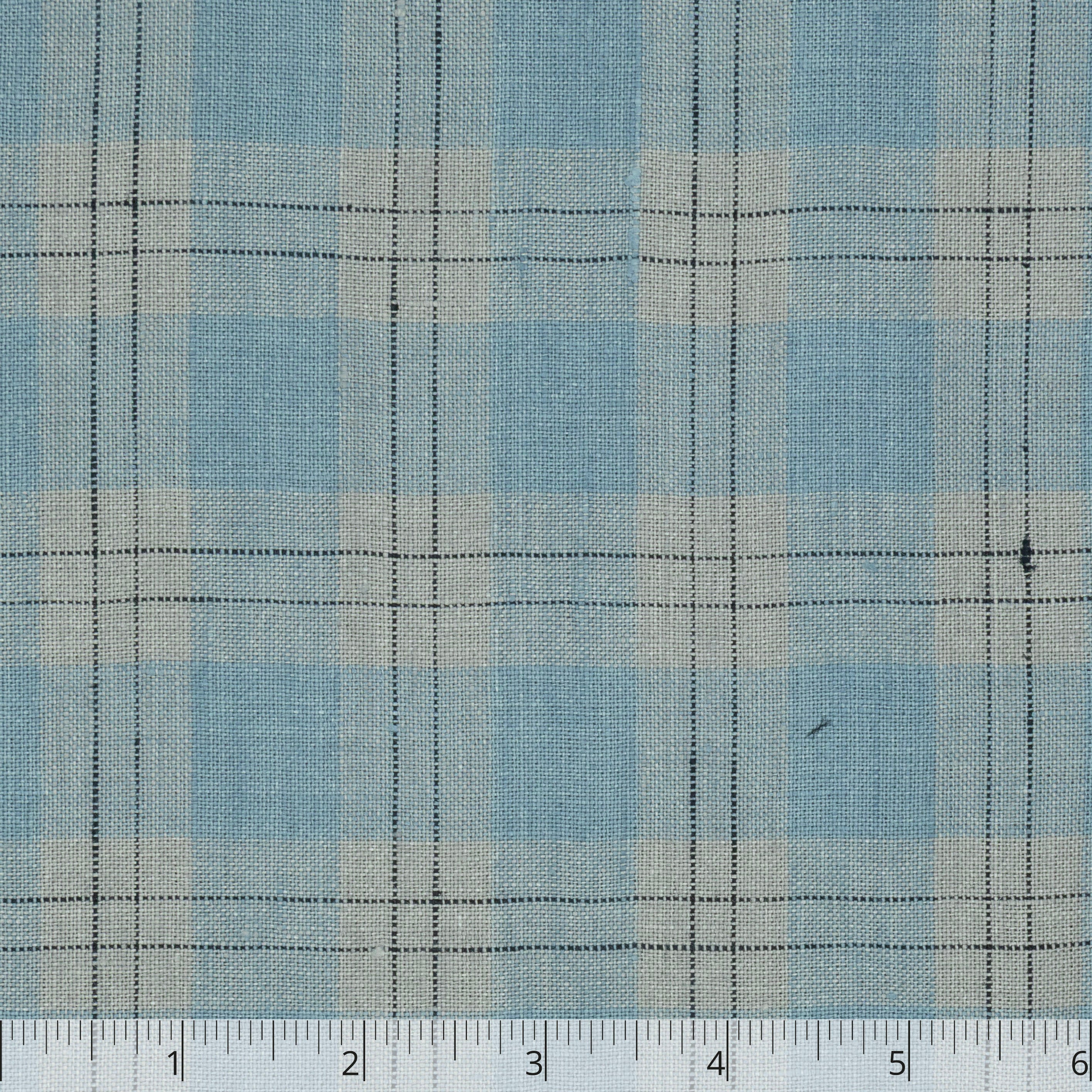 Soft Blue & Natural Lightweight Checked Linen - $16.00 yd. - Burnley & Trowbridge Co.