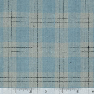 Soft Blue & Natural Lightweight Checked Linen - $16.00 yd. - Burnley & Trowbridge Co.