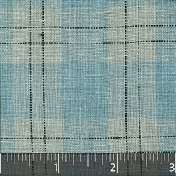 Soft Blue & Natural Lightweight Checked Linen, large - $16.00 yd. - Burnley & Trowbridge Co.