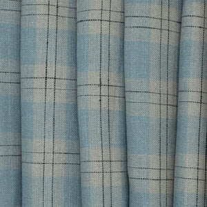 Soft Blue & Natural Lightweight Checked Linen, drape - $16.00 yd. - Burnley & Trowbridge Co.