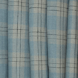 Soft Blue & Natural Lightweight Checked Linen, drape - $16.00 yd. - Burnley & Trowbridge Co.