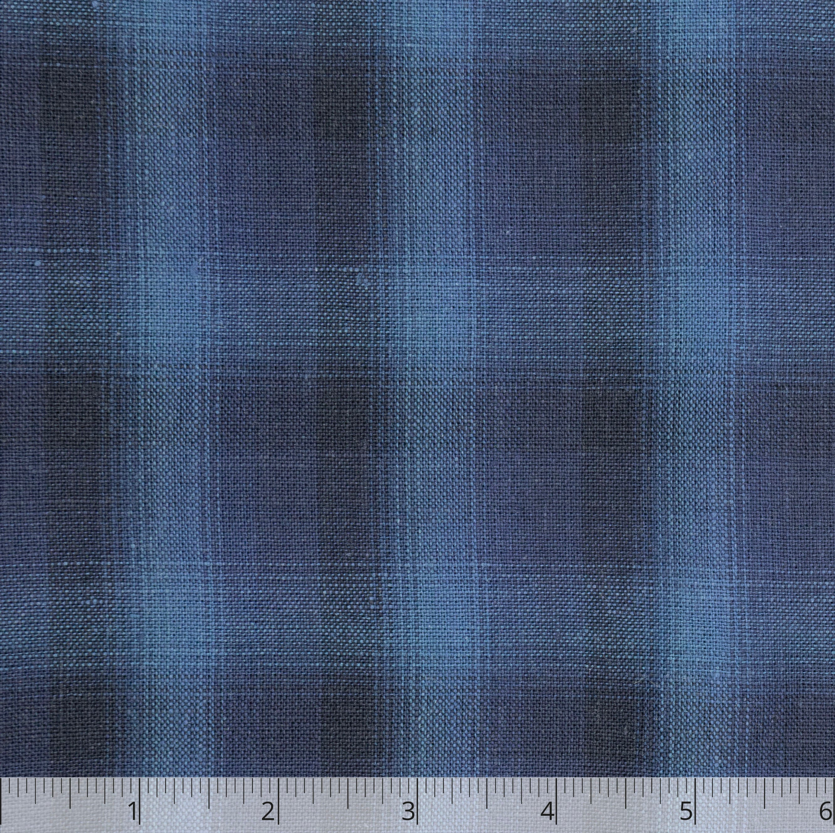 Navy & Dark Indigo Checked Linen , large- $16.00 yd. - Burnley & Trowbridge Co.