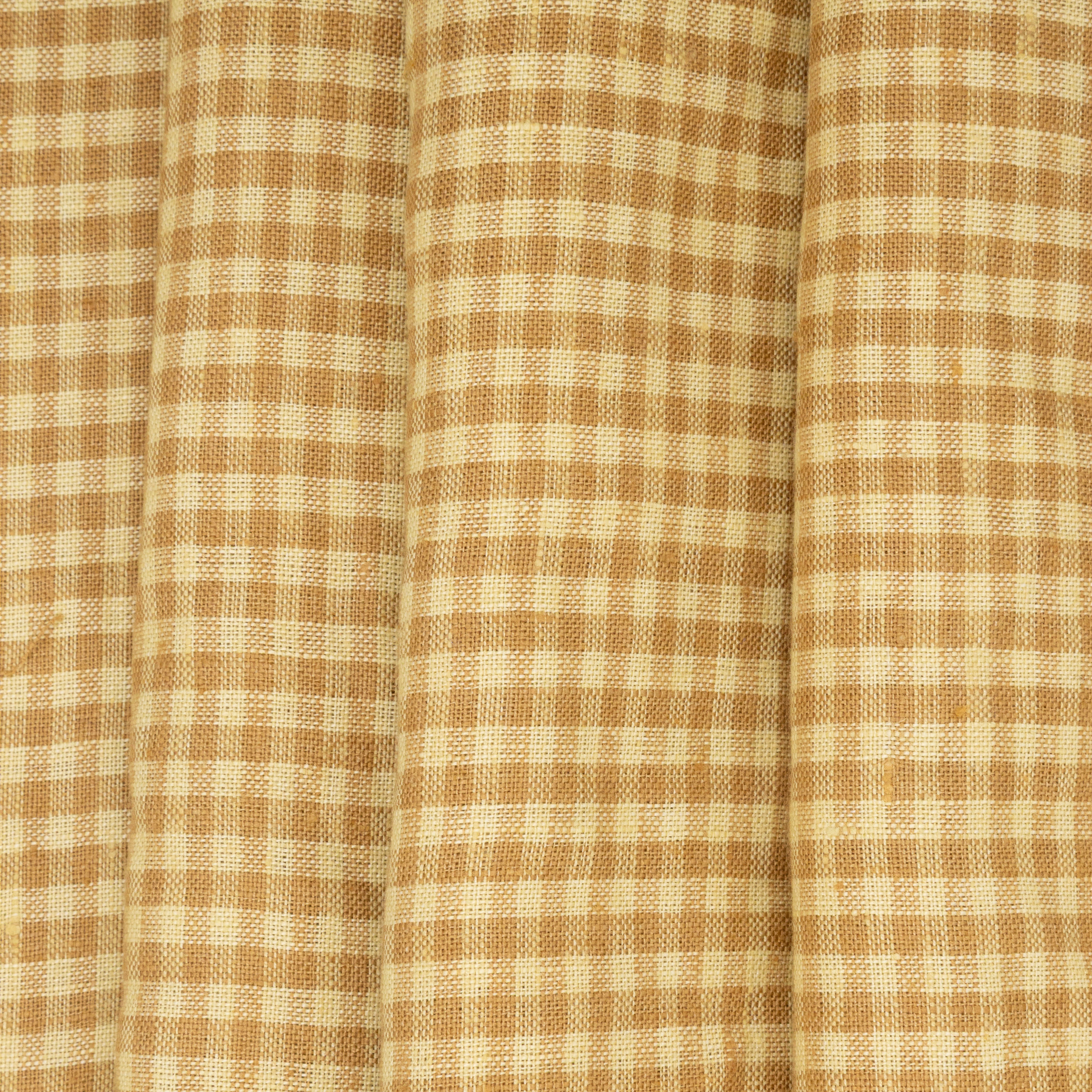 Gold & Yellow Checked Linen, drape - $16.00 yd. - Burnley & Trowbridge Co.