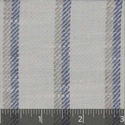 White, Natural & Blue Striped Linen - $16.00 yd. - Burnley & Trowbridge Co.