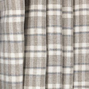 Natural & Blue Medium Weight Cross Bar Linen - $16.00 yd.