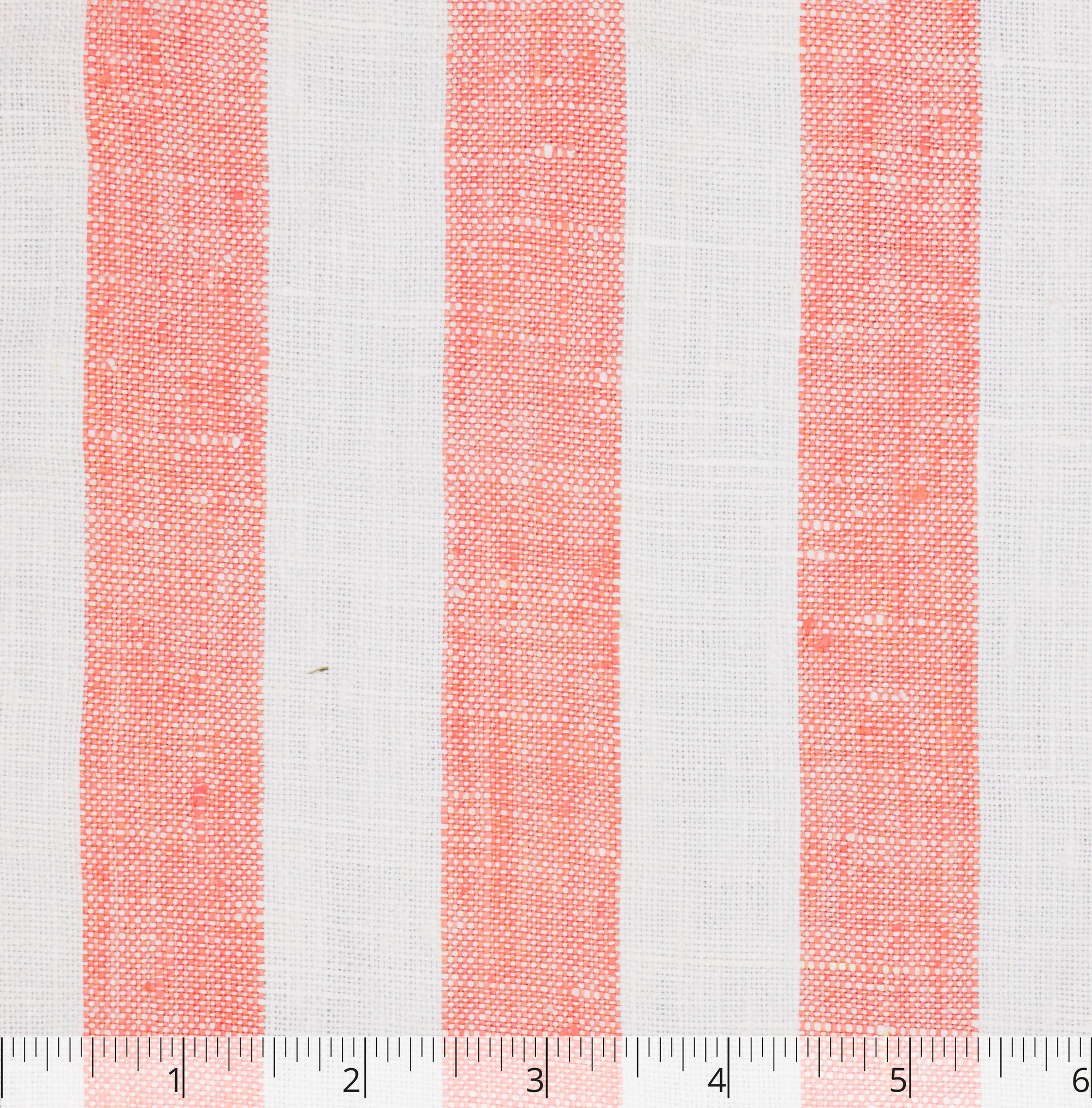 Coral & White Stripe Linen, 6 inch - $18.00 yd. - Burnley & Trowbridge Co.