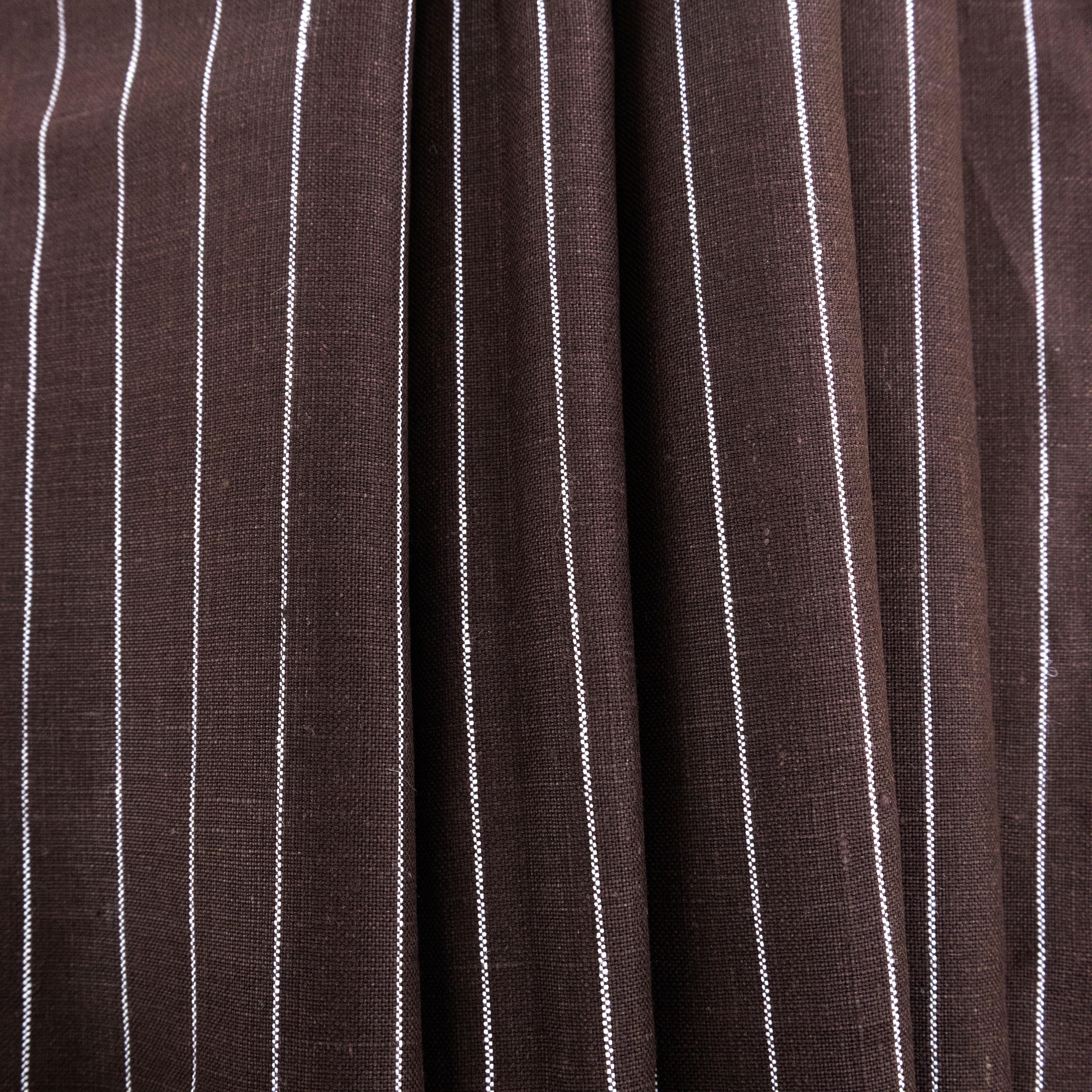 Chocolate Light Weight Striped Linen, drape - $16.00 yd. - Burnley & Trowbridge Co.