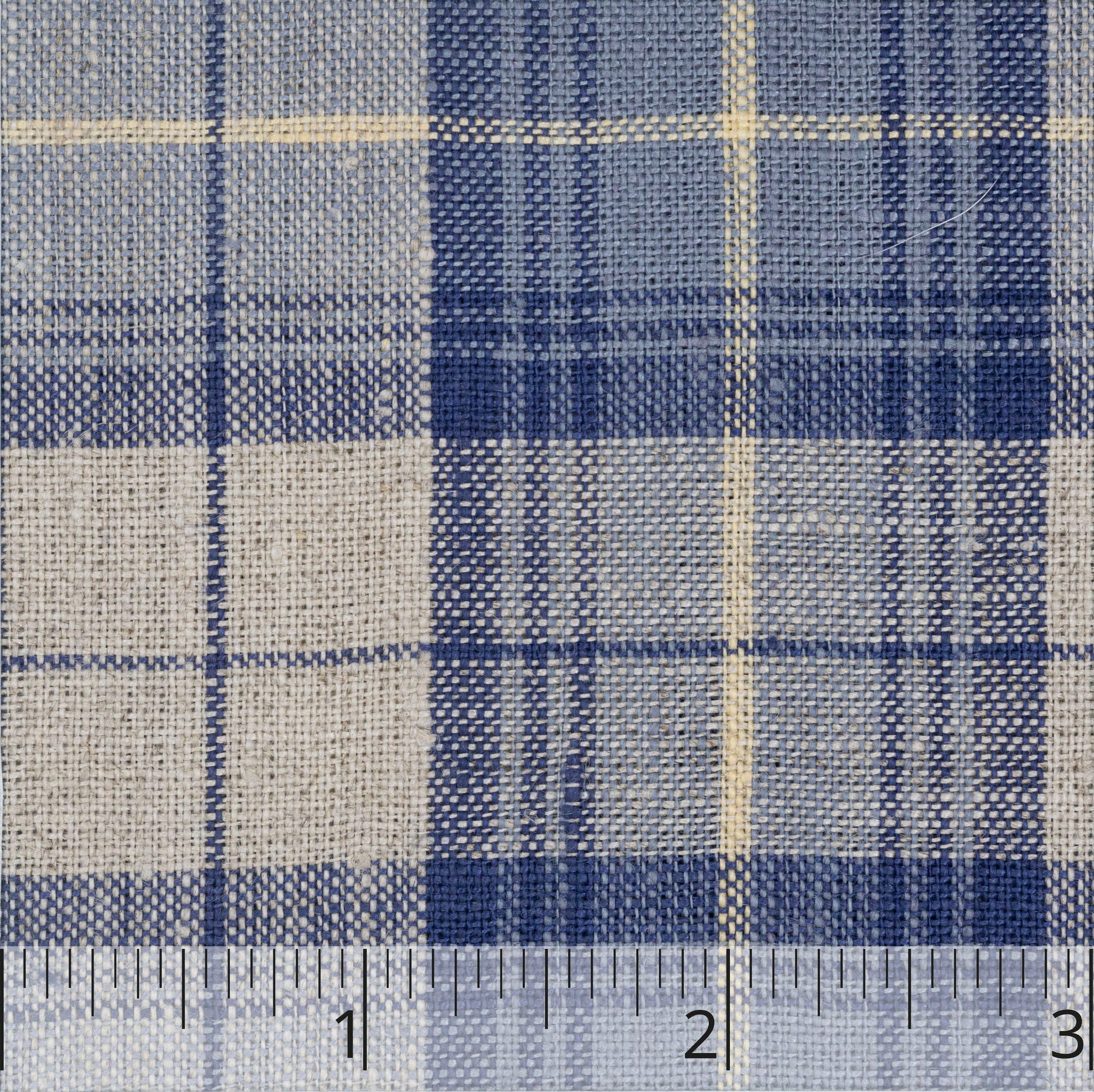 Natural & Indigo Cross Bar Linen - $16.00 yd.