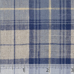 Natural & Indigo Cross Bar Linen - $16.00 yd.