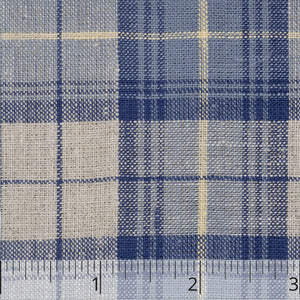 Natural & Indigo Cross Bar Linen - $16.00 yd.