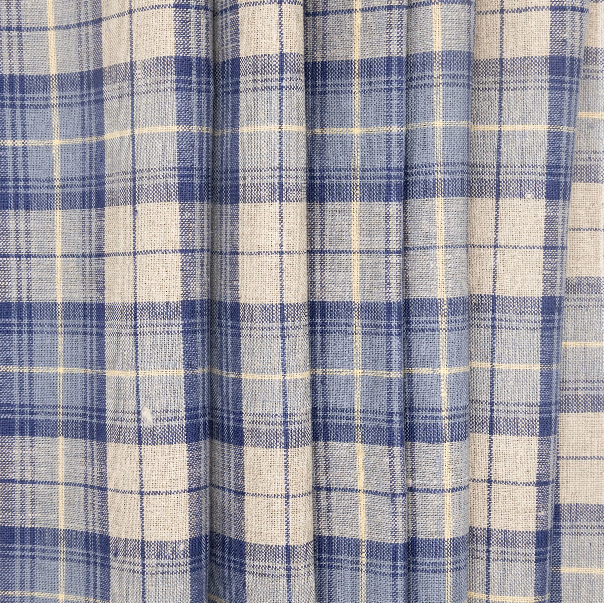Natural & Indigo Cross Bar Linen, drape - $16.00 yd.