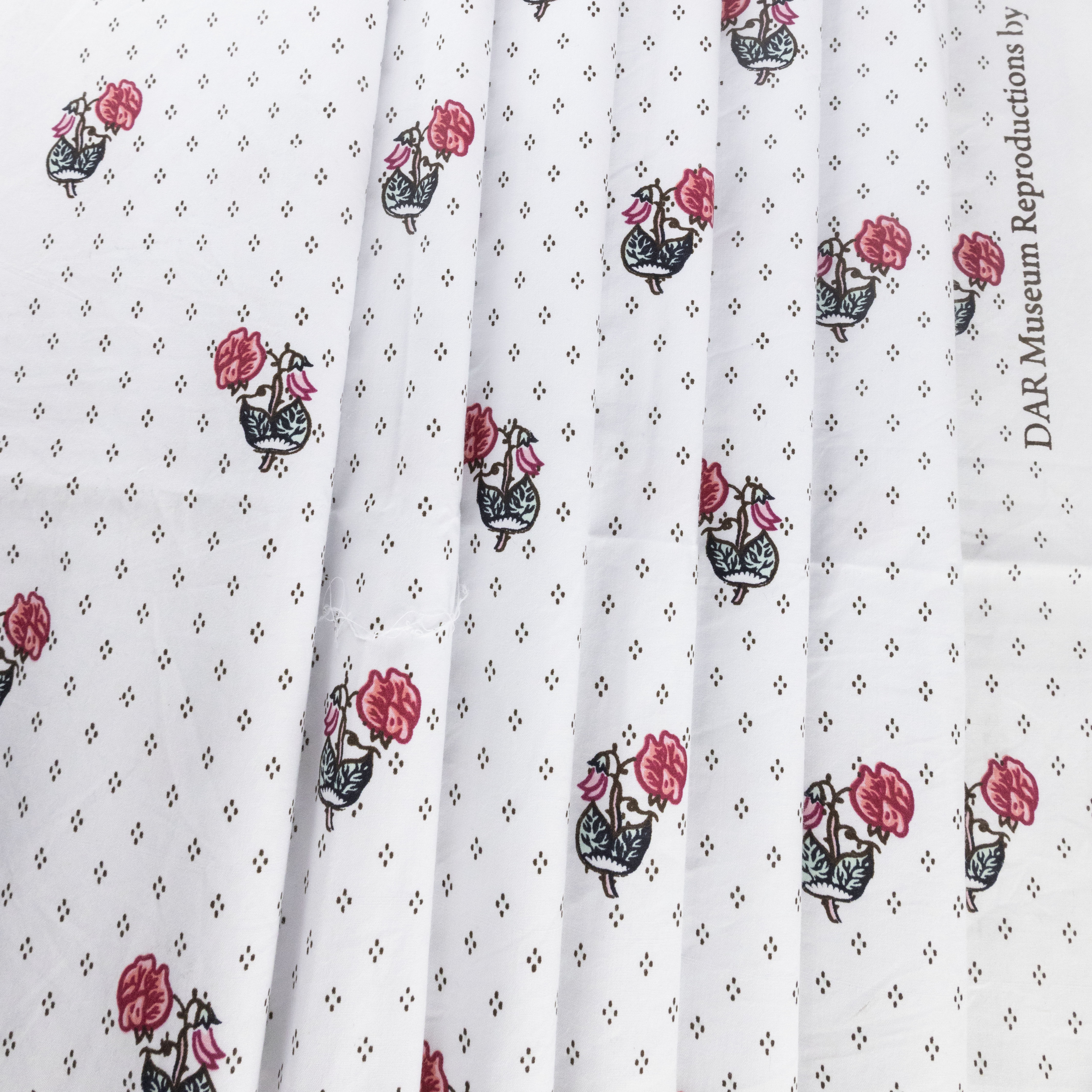 Pink "Flower'd & Spot'd" Cotton, drape - $25.00 yd.