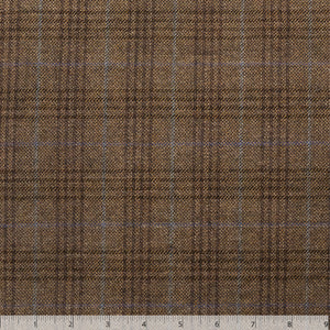 Brown & Blue Checked Wool "Flannel", 9 inch  - $20.00 yd - Burnley & Trowbridge Co.