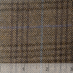 Brown & Blue Checked Wool "Flannel", drape  - $20.00 yd - Burnley & Trowbridge Co.