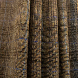 Brown & Blue Checked Wool "Flannel", drape  - $20.00 yd - Burnley & Trowbridge Co.