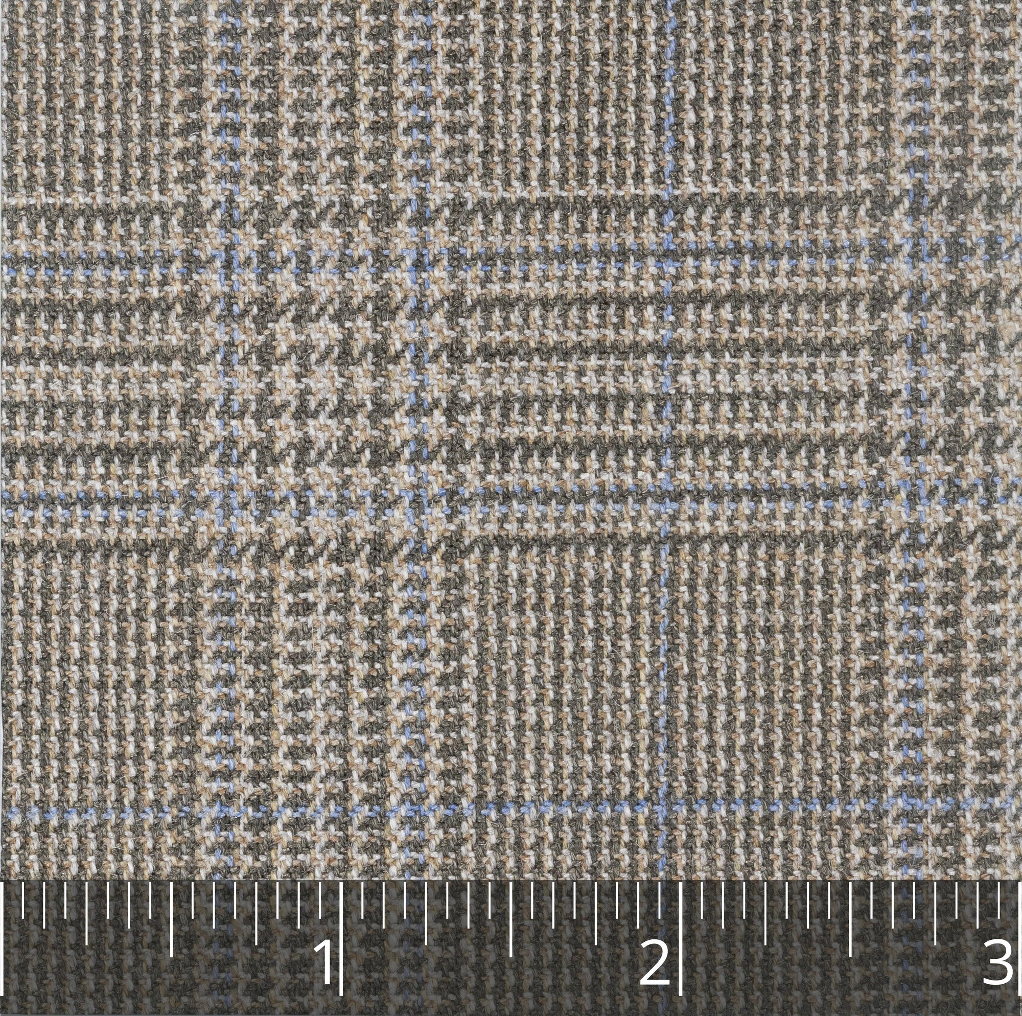 Natural, Olive,  & Blue "Glen Check" Wool & Silk  - $30.00 yd