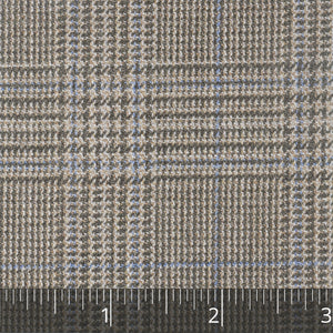Natural, Olive,  & Blue "Glen Check" Wool & Silk  - $30.00 yd