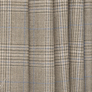 Natural, Olive,  & Blue "Glen Check" Wool & Silk, drape  - $30.00 yd - Burnley & Trowbridge Co.