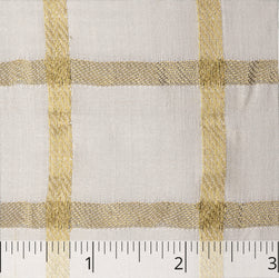 Ivory & Gold Crossbar Check Silk Gauze - $20.00 yd. - Burnley & Trowbridge Co.